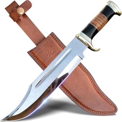 RISING CRAFTS 35.56 Couteau Crocodile Dundee Bowie-Couteau à lame fixe avec gaine-Couteau de survie-Couteau de chasse-Couteau tactique pour le camping, l'extérieur,...