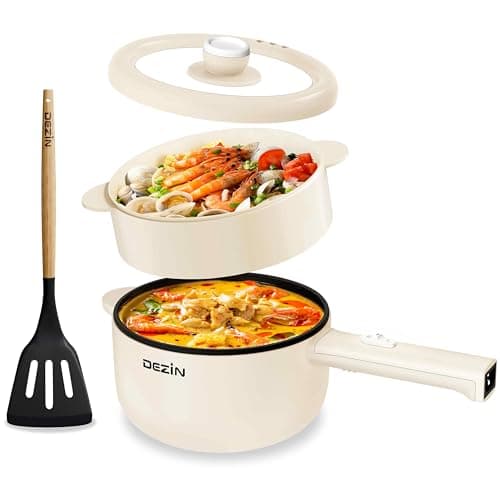 Dezin Hot Pot Electric, 2L Non-Stick Sauté Pan, Rapid Noodles Cooker, Mini Portable Pot for Steak, Egg, Fried Rice, Ramen, Oatmeal, Soup with Power...