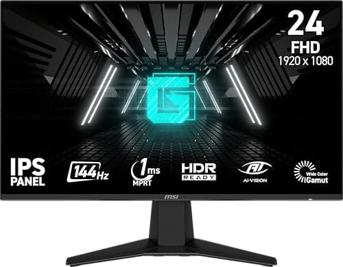 MSI G242L E14 24-inch 1920 x 1080 (FHD) Gaming Monitor, 144Hz, Adaptive-Synch, HDMI, DisplayPort, VESA Mountable, Tilt, Height Adjustable, Speaker,...
