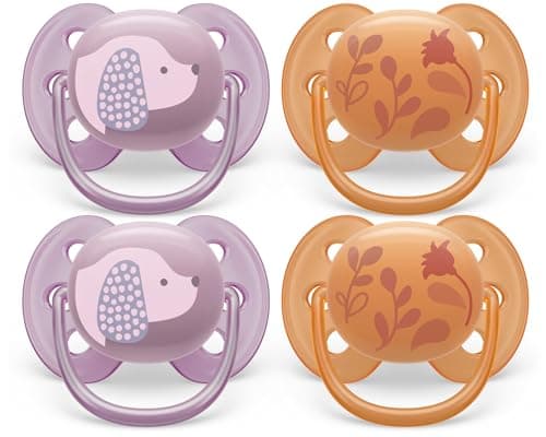 Philips Avent Ultra Soft Pacifier - 4 x Soft and Flexible Baby Pacifiers for Babies Aged 6-18 Months, BPA Free with Sterilizer Carry Case (Model...