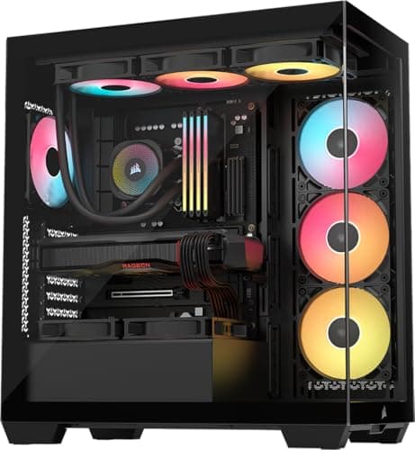 CORSAIR 3500X RS-R ARGB Mid-Tower PC Case – 3X Pre-Installed RS120-R ARGB Fans, GPU Anti-Sag Arm, Fits up to 10x 120mm Fans, Reverse Connection...