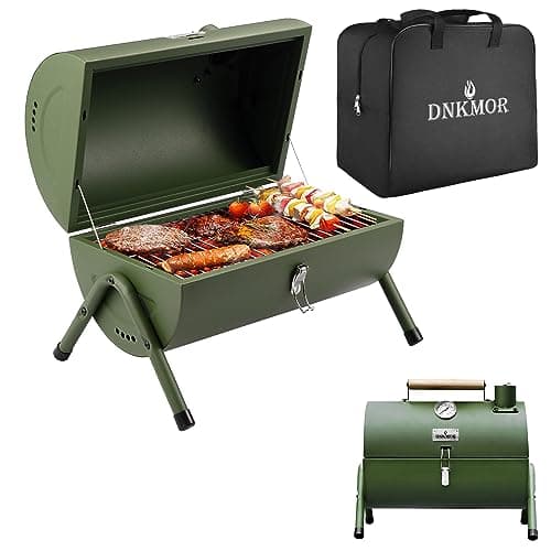 Portable Charcoal Grill, Tabletop Outdoor Barbecue Smoker, Small BBQ Grill for Outdoor Cooking Backyard Camping Picnics Beach GREEN