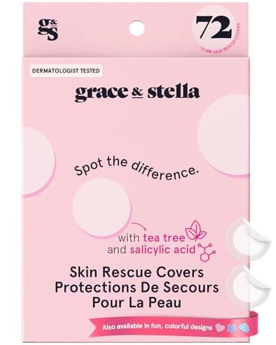 Grace & Stella Couvre-taches invisibles primés avec hydrocolloïde (rond, 72 unités) - Couvre-taches avec acide salicylique et arbre à thé pour absorber...