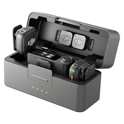 DJI Mic 3 (2 TX + 1 RX + Charging Case), Wireless Microphone for iPhone/Camera/Android, Ultralight, Adaptive Gain Control for Balanced Volume, Dual...