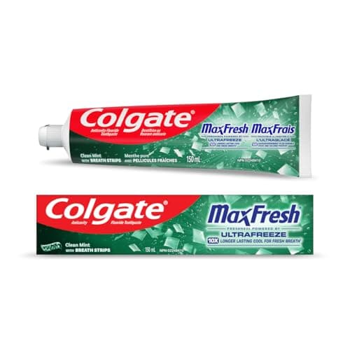Colgate MaxFresh Toothpaste with Mini Breath Strips, Clean Mint, 150 Milliliters