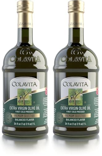 Colavita Premium Selection Extra Virgin Olive Oil, Glass Bottle, 1 Liter (Pack of 2)