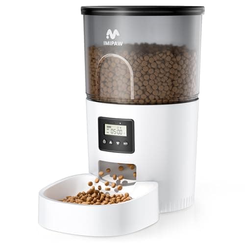 IMIPAW Automatic Cat Feeders, 3L Timed Cat Dry Food Dispenser with Anti-Clogging Design, Dual Power Supply, Auto Pet Feeder for Cats and Dogs, 1-6...