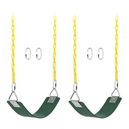 AGPTEK 2 Pack Swing Sets, Swing Seat with 167.6 CM Anti-Rust Chains Thermoplastic Coated, Cushion Accessories Replacement with Snap Hooks for...