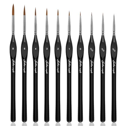 Detail Paint Brushes Set 10pcs Miniature Brushes for Fine Detailing & Art Painting - Acrylic, Watercolor,Oil,Models