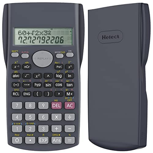 Calculatrice scientifique d'ingénierie Helect à 2 lignes, adaptée à l'école et aux entreprises (noir)