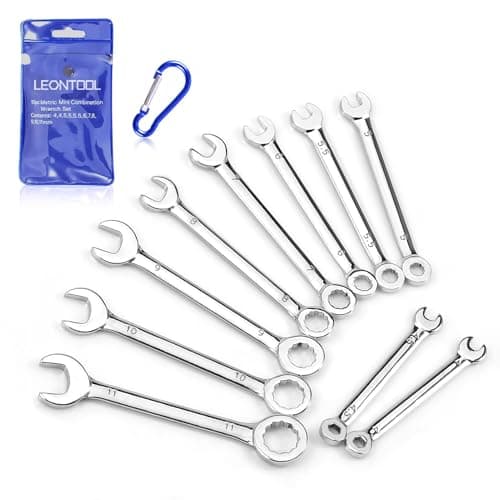 LEONTOOL Mini jeu de clés mixtes métriques 4 mm à 11 mm, clé à fourche et clé polygonale, 10 pièces pour techniciens automobiles et utilisateurs industriels