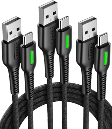 Câble INIU USB A vers USB C, [Paquet de 3] Câble de charge rapide QC 3.0 de type C, [1,6 + 6,6 + 6,6 pieds] Cordon de données de téléphone USBC tressé en nylon pour iPhone 17 16 15 Pro...