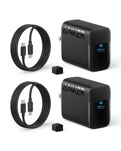 Bloc de chargeur USB C Anker 45 W, chargeur rapide PPS avec câble USB-C pour iPhone 17/16/15 et autres séries, iPad, Galaxy S24 Ultra (paquet de 2 câbles de 5 pieds...