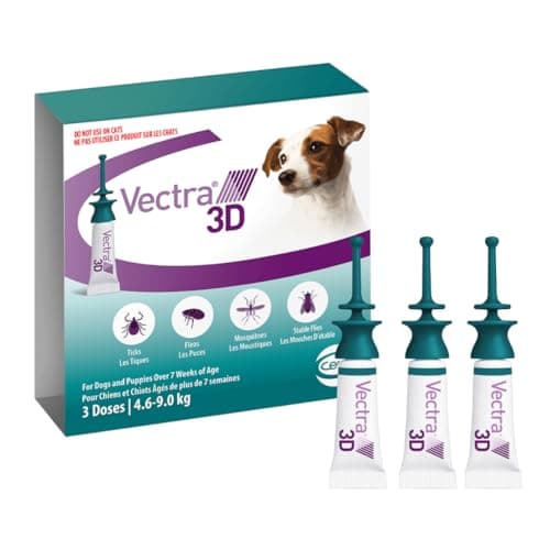 Traitement contre les puces et les tiques Vectra 3D pour chiens et chiots pesant de 4,6 à 9 kg (10,1 à 19,8 lb) - Prévention des tiques et des puces pour les chiens qui repousse les moustiques...