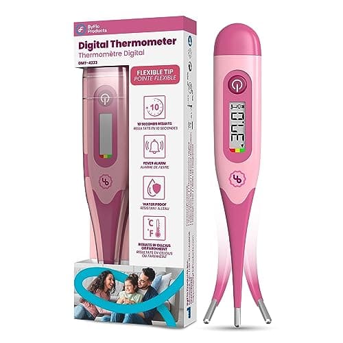 Thermomètre numérique flexible ByFloProducts – Thermomètre pour bébé confortable et sûr, lectures rapides et précises en 10 secondes – Thermomètre oral, rectal et...