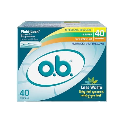 o.b. Tampons originaux sans applicateur, absorptions régulières, Super et Super Plus, paquet multiple de 40 tampons
