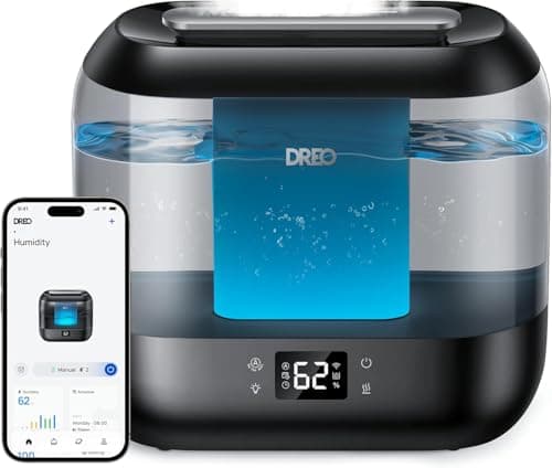 Humidificateurs intelligents DREO pour chambre à coucher, humidificateur à brume fraîche surdimensionné de 4 L à remplissage supérieur avec veilleuse, autonomie de 36 heures, tactile/A...