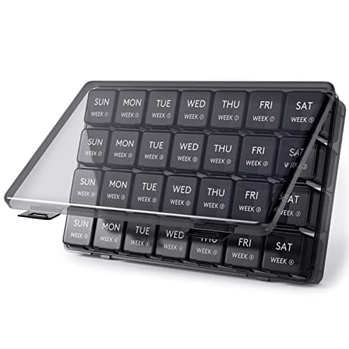 Lifewit Monthly Pill Organizer, 28 Day Personal Pill Dispenser, 4 Weeks/One Month Pill Box,Pillulier Cases,Large Compartments Medicine Organizer...