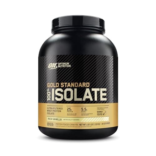 Optimum Nutrition Gold Standard 100% Isolate Protein Powder | Fast Digesting Ultra Filtered Whey Protein Isolate | 25g Protein, 5.5g BCAAs | Gluten...