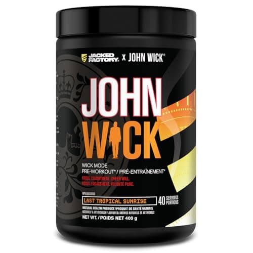 Jacked Factory X John Wick - Poudre de pré-entraînement Wick Mode - Énergie intense, concentration prête au combat, engagement imparable et volonté pure - 40...
