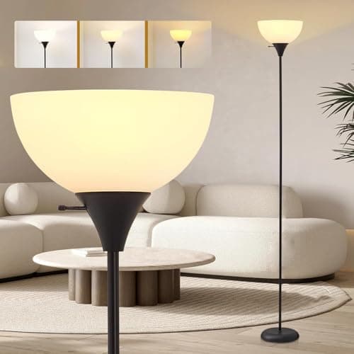 Lampadaire, Lampadaires réglables à 3 températures de couleur pour le salon, Lampes de design moderne Salon avec interrupteur rotatif, Lampe sur pied noire,...