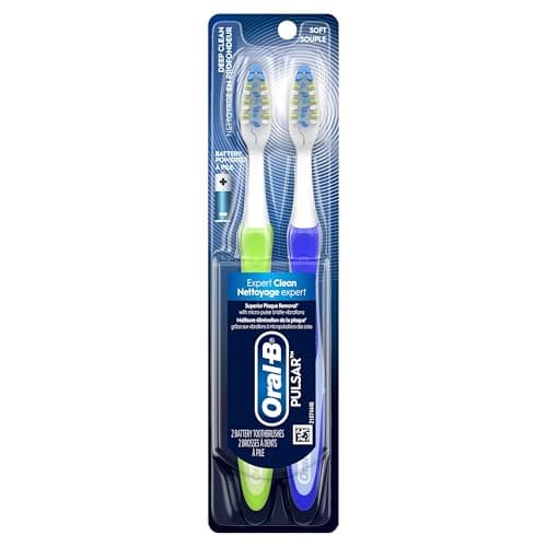 Oral B Pulsar Pro-Health Brosse à dents à piles, douce, 2 pièces (la couleur peut varier)