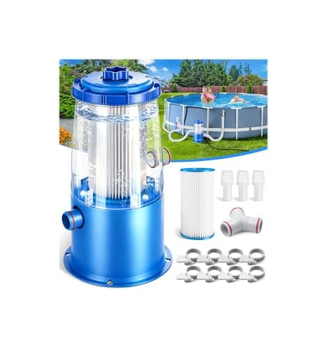 KimFilter Transparent 1000 GPH Above Ground Pool Filter Pump – Easy Cartridge Status Viewing | Powerful Pool Cartridge Filter Pump System |...