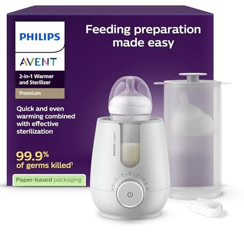 Philips Avent Premium 2-in-1 Warmer & Sterilizer - with Hospital-Standard Water Bath Technology, Smart Temperature Sensor, Hotspots Prevention,...