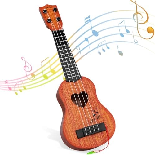 Jouet de guitare pour enfants ukulélé, instruments de musique pour enfants, jouets de guitare pour tout-petits pour garçons et filles de 3 ans, cadeaux pour garçons et filles de 3, 4, 5 et 6 ans