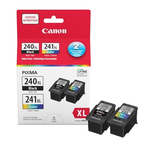 Encre d'origine Canon PG-240XL noir/CL-241XL couleur, pack économique à haut rendement (2 cartouches), cartouches d'encre Canon pour PIXMA MG4220, MG4120, MG3620...