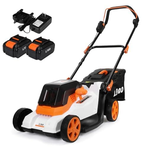 LIGO 40V Cordless Brushless Lawn Mower,15-inch Steel Cutting Deck, 11-Gallon Grass Catcher, 2X4.0Ah Batteries, 6-Position Height Adjustment...