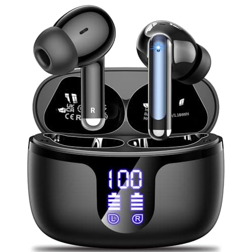 Wireless Earbuds, Bluetooth 5.4 Headphones, 50H Playback Deep Bass Stereo Ear Buds with LED Power Display Charging Case, IPX7 Waterproof in-Ear...