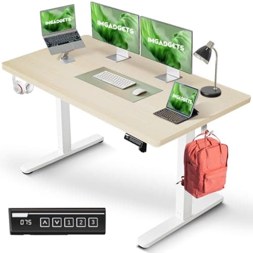 IMGadgets Electric Standing Desk, 47x24 Inches Height Adjustable, 2026 6th Gen Quiet Motor Ergonomic Sit Stand Desk, Computer Desk for Home Office,...