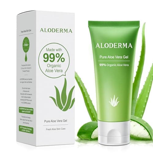 Gel d'Aloe Vera format voyage Aloderma fabriqué dans les 12 heures suivant la récolte avec de l'aloe vera biologique pur à 99 %, tube facile à presser pour le corps, le visage et le cuir chevelu -...