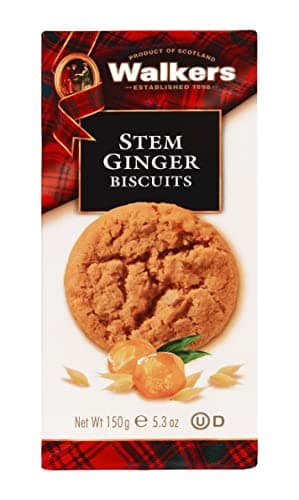 Walker's Shortbread Stem Ginger Biscuits, Spicy Ginger Cookies, Crumbly and Delicious Biscuits - 150 g