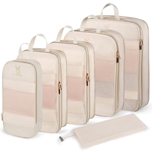 Cubes d'emballage de compression extensibles pour valises, organisateur d'emballage de voyage compressible léger pour valise à main, sacs organisateurs définis comme...