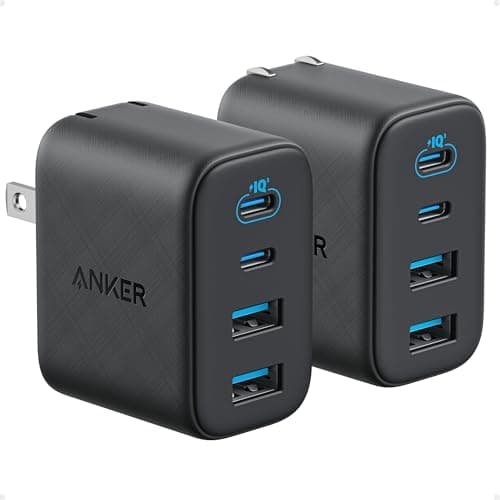 Bloc de chargeur Anker Zolo USB C, pack de 2 adaptateurs muraux 4 ports avec sortie maximale de 50 W, 2 USB-C et 2 USB-A, conception compacte et stable, pour iPhone 17/16...