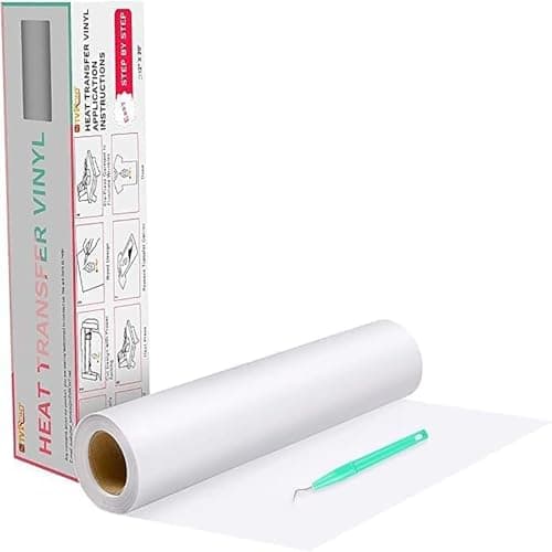 Rouleaux HTV blancs de vinyle de transfert thermique - 12" x 20 pieds fer blanc sur vinyle pour toutes les machines de découpe, vinyle HTV pour chemises - E...