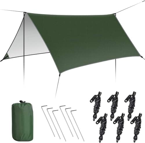 Reibeny Camping Tarp Waterproof, Hammock Rain Fly Tent Tarp, UV Protection and PU 4000mm, Lightweight for Camping, Outdoor Backpacking, Hiking...