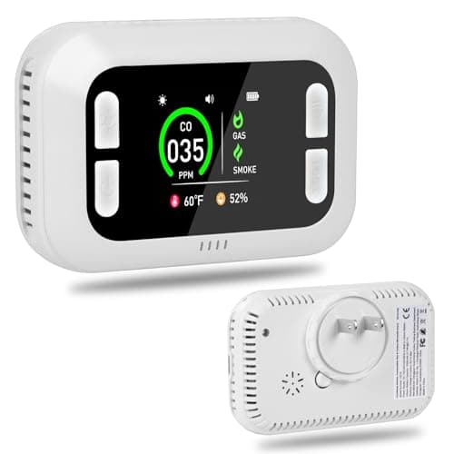 5-in-1 Carbon Monoxide Detectors &Smoke &Natural Gas Leak Detector, Portable Carbon Monoxide Detectors Plug in & Battery Backup(Temperature &...