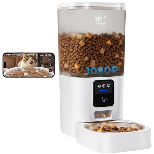 Frienhund Mangeoire automatique pour chat avec caméra 1080P : Mangeoire automatique pour chien 5G WiFi avec vision nocturne, distributeur de nourriture pour chat avec grand stockage de nourriture de 7 L...