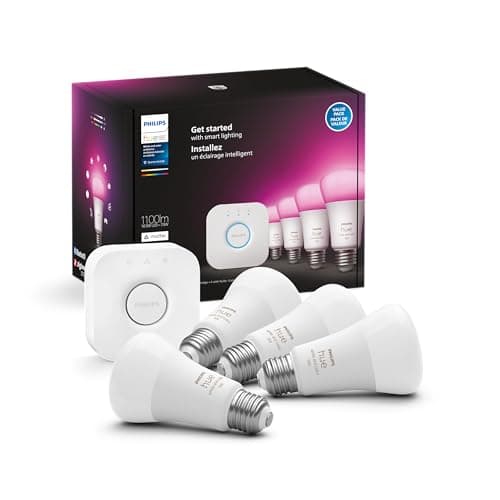 Philips Hue White &Colour Ambiance 10.5W(75W) A19 Base E26 LED Smart Bulb Colour Changing,Bluetooth & Zigbee Compatible,Voice Activated with...