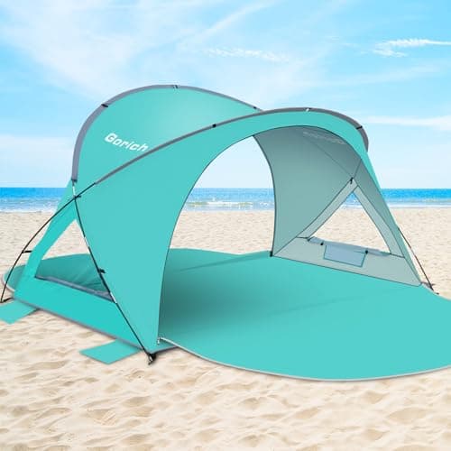 Gorich Beach Tent Sun Shelter with UPF50+ UV Protection for 3/4-5/6-7 Person, Lightweight & Portable Beach Shade Canopy with 2 Zippered Doors, Easy...