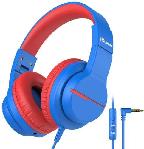 Casque pour enfants iClever HS19 avec microphone pour l'école, limiteur de volume 74/85dBA, casque supra-auriculaire pour filles et garçons pour...