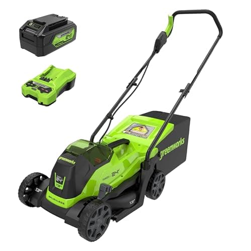 Greenworks Tondeuse à gazon sans balais 24 V 33 cm, tondeuse à gazon électrique sans fil avec batterie USB (batterie externe) 4,0 Ah et chargeur inclus