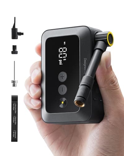 HOTO Electric Bike Pump, 150PSI Fast Inflate with Pressure Gauge, Mini Portable Bicycle Tire Inflator with Schrader & Presta Valve, for E-Bike,...