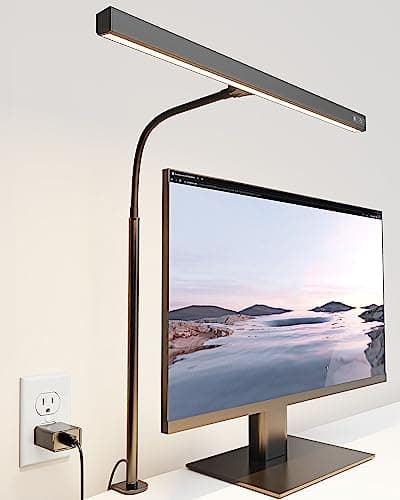 Lampe de bureau LED pour bureau à domicile, lampe de bureau SUPERDANNY pour le soin des yeux avec col de cygne réglable, commande tactile 12 W à intensité variable...
