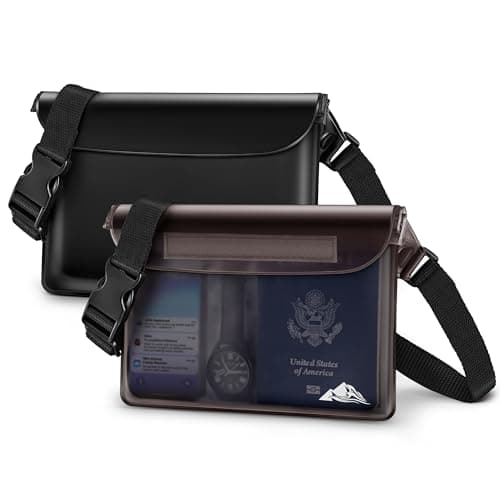 HEETA Sac banane étanche, pochette étanche, sac sec, paquet de 2 pour téléphone, sangle de taille réglable et écran tactile sensible...