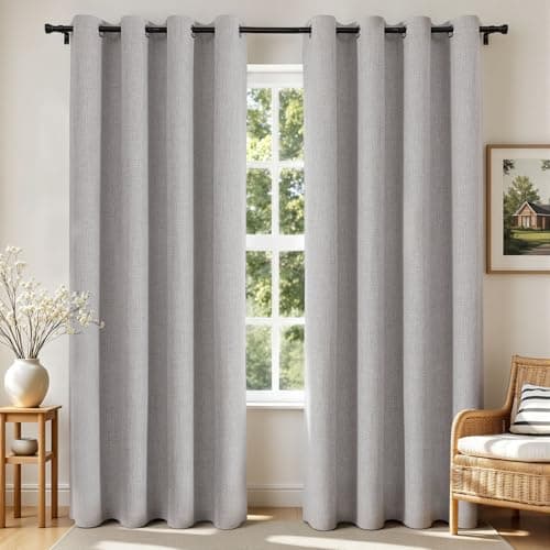 Joydeco 100% Blackout Curtains 2 Panels for Living Room - Linen Black Out Curtains 84 Inch Long Room Darkening Opaque Curtains for Bedroom, Thermal...