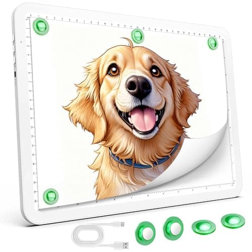 Bloc lumineux A4 super lumineux jusqu'à 9 000 lux, caisson lumineux rechargeable avec batterie au lithium de 4 000 mAh pour outil de désherbage Cricut en vinyle, caisson lumineux magnétique pour...